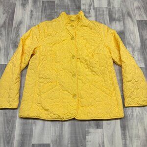 ✅ Womens XL Charter Club Yellow Quilted Lightweight Jacket Polyester Button Up